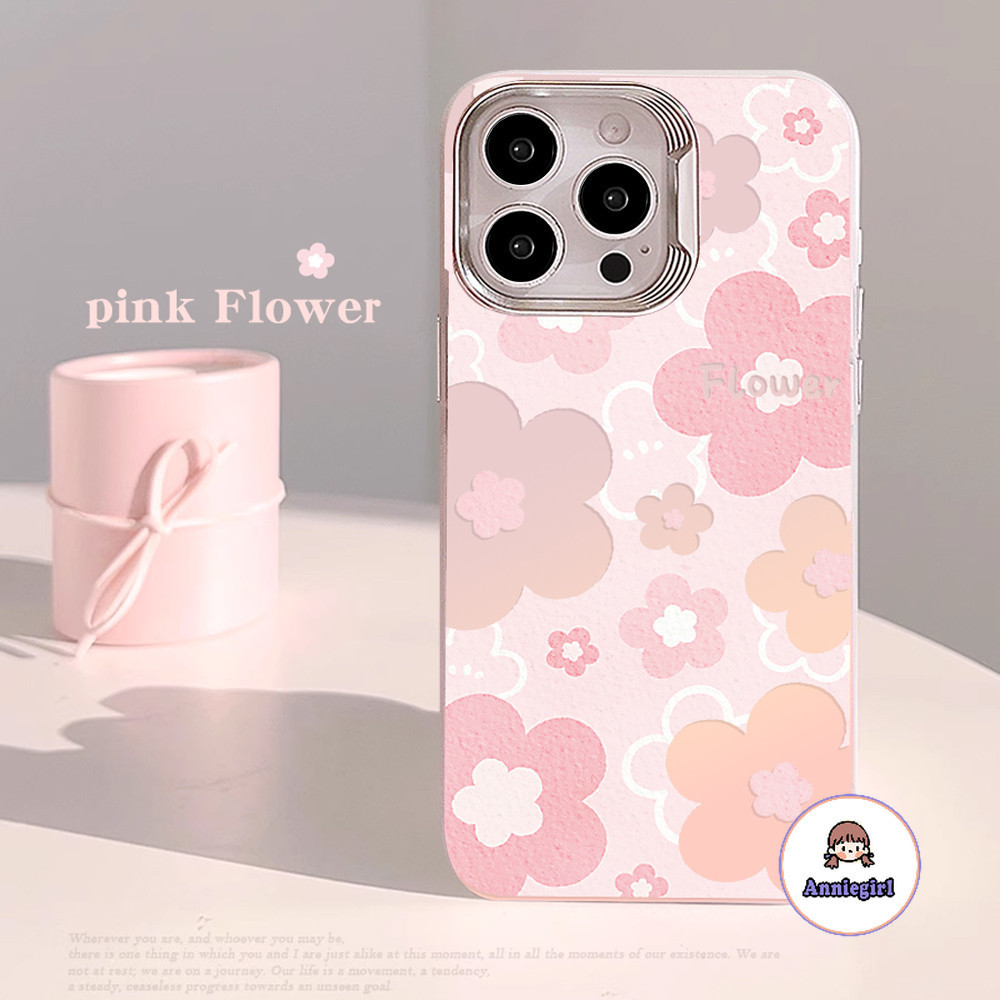 เคสโทรศัพท์มือถือ ป้องกันกระแทก ลายดอกไม้ สีชมพู สําหรับ Iphone 13 15 14 Pro Max 12 Promax 15 14 Plus