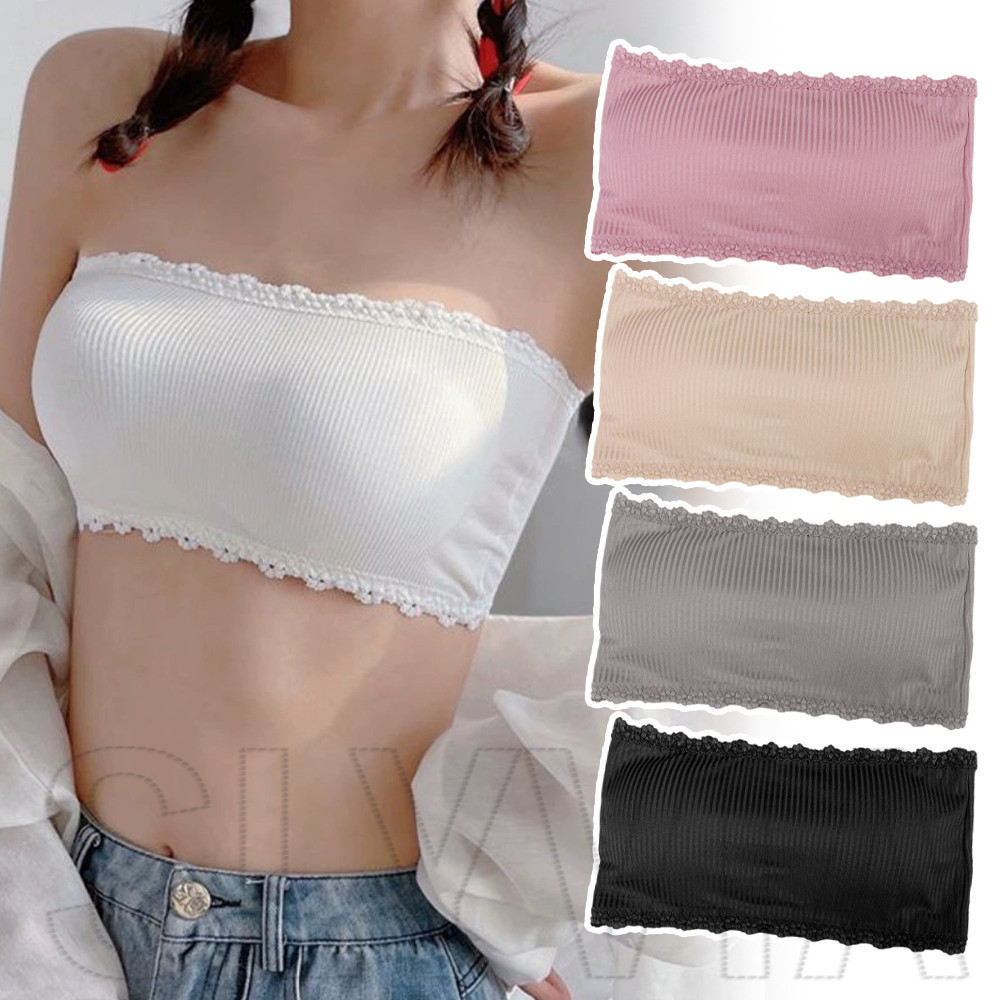 ที่รองแก้วระบายอากาศ - Push Up - เสื้อท่อไร้รอยต่อ - ยืดหยุ่นสูง, สะดวกสบาย - ชุดชั้นในที่ไม่มีสายหนังชิ้นเดียว - สําหรับผู้หญิง - บราเล็ตต์ลูกไม้ที่มองไม่เห็น