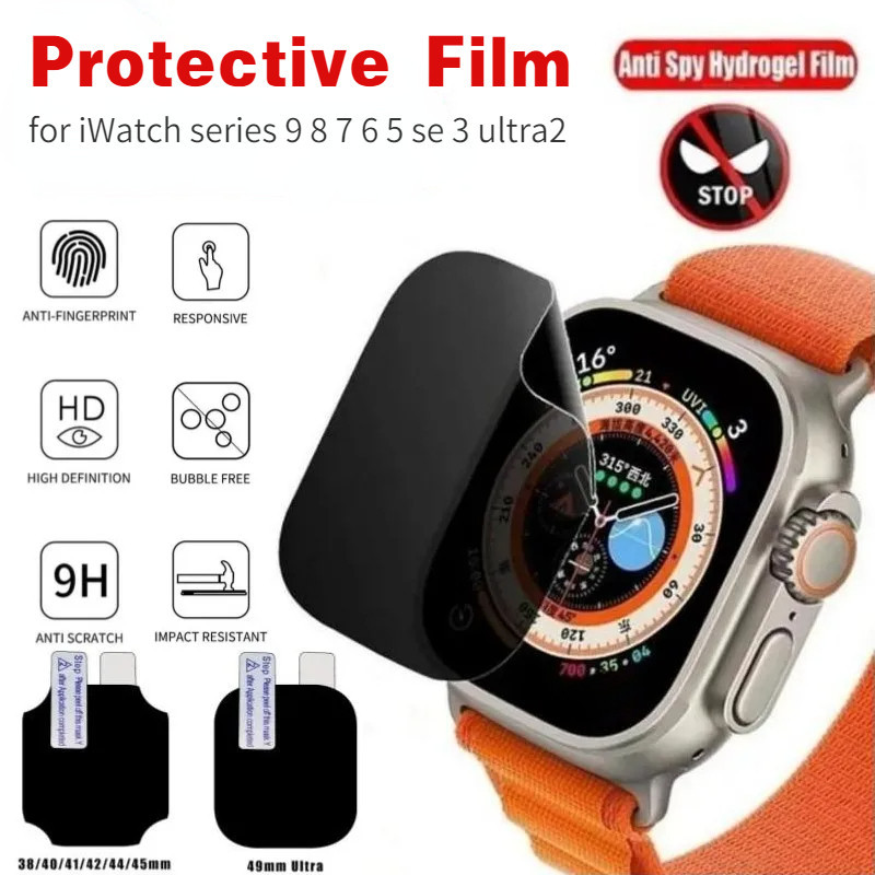 ฟิล์มไฮโดรเจลกันรอยหน้าจอ เพื่อความเป็นส่วนตัว สําหรับ Apple Watch Ultra2 49 มม. 7 8 41 มม. 45 มม. IWatch series 9 5 6 SE 40 มม. 44 มม. 42 มม.