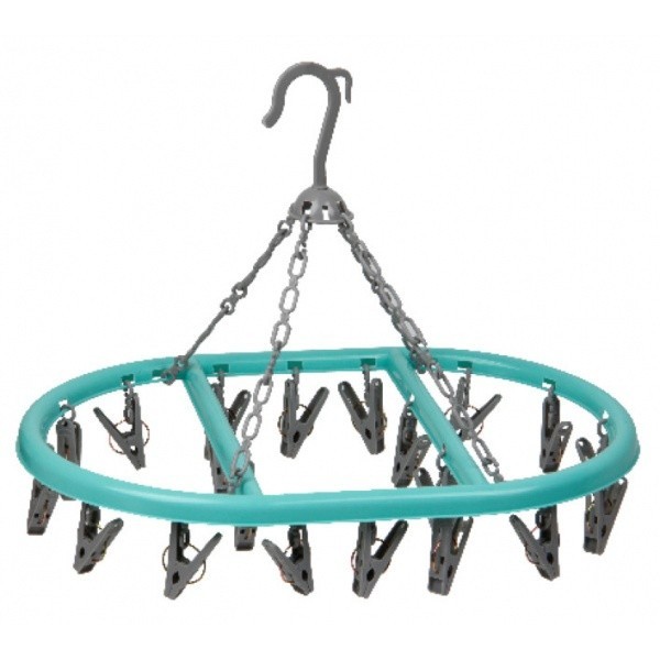 LOCAL789 SAKU ห่วงตากผ้า 20 ตัวหนีบ ขนาด 42x29.5x2.6ซม. TG52230 สีเขียว-เทา ร้านอยู่ในไทย