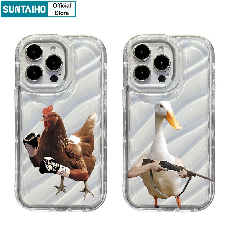 Suntaiho เคสไอโฟน เคสโทรศัพท์มือถือแบบนิ่ม TPU ใส กันกระแทก ลายเป็ด ไก่น่ารัก สําหรับ Iphone 15 14 12 13 11 Pro Max IP 7 8 Plus Iphon X XS XR Xs Max