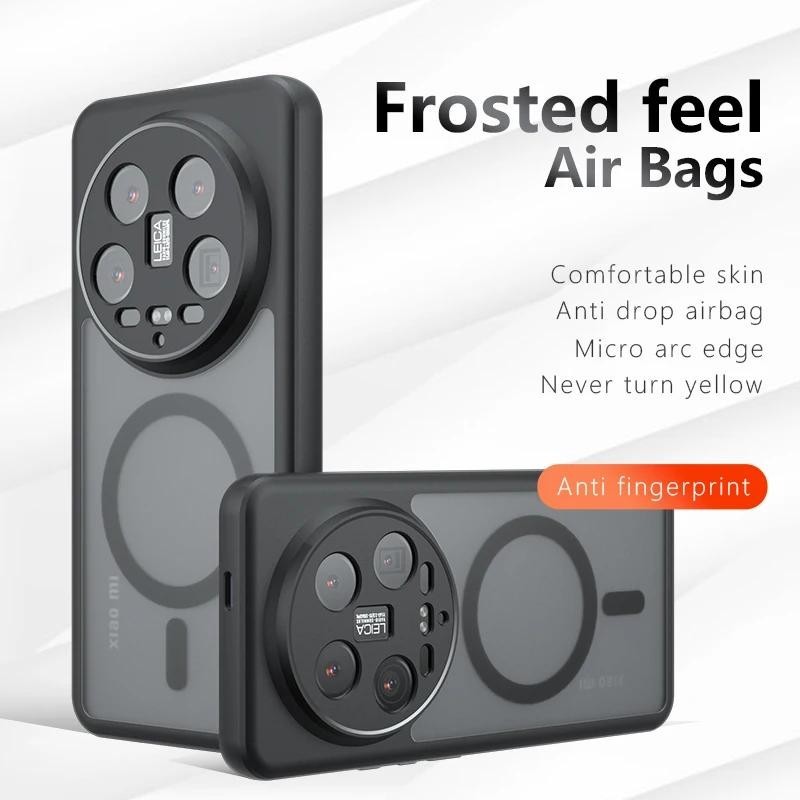 แม่เหล็กชาร์จไร้สายสําหรับ Xiaomi 14 Ultra 14 Pro 15 Pro รถแม่เหล็ก Frosted Armor ฝาหลังสําหรับ MI 14 Ultra 14 Pro ปลอกกันชนกันกระแทก