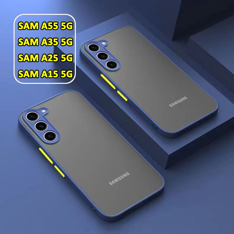 Case Samsung A55 5G A15 5G A25 5G A35 5G เคสโทรศัพท์ กันกระแทก ปุ่มสีผิวด้าน เคสซัมซุงขอบนิ่มหลังแข็ง 025
