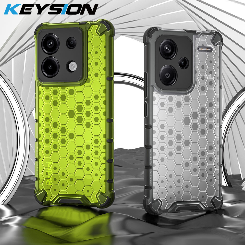 Keysion เคสโทรศัพท์ซิลิโคน PC ใส ลายรังผึ้ง กันกระแทก สําหรับ Redmi Note 13 Pro 4G 5G POCO M6 Pro 4G