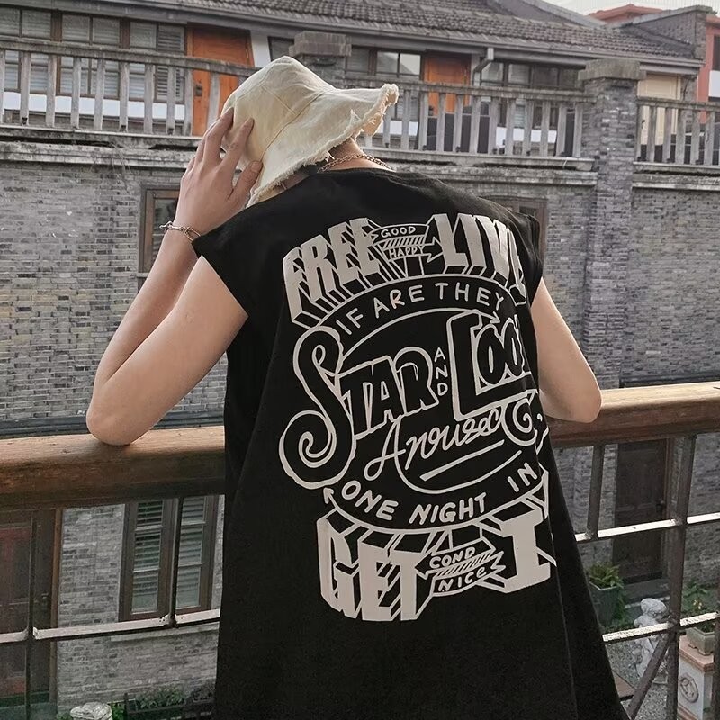 เสื้อยืดแขนกุด ขนาดใหญ่ เหมาะกับฤดูร้อน สไตล์อเมริกัน สตรีท บาสเก็ตบอล สําหรับผู้ชาย