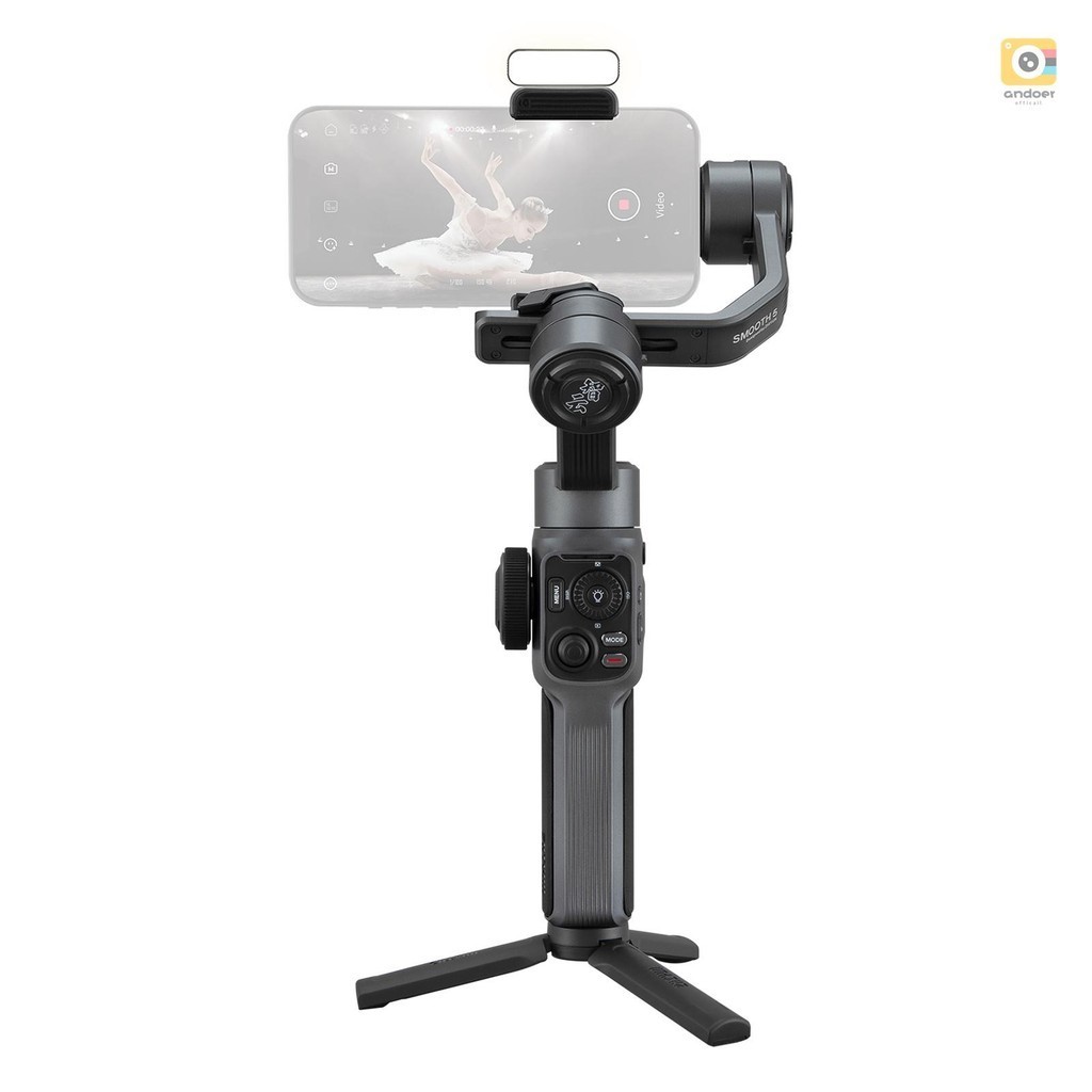 Zhiyun Smooth 5 ขาตั้งกล้องสมาร์ทโฟน 3 แกน แบบมือถือ ซูมดอลลี่ ติดตามอัจฉริยะ ควบคุมท่าทาง Timelapse AI Editing พร้อมตัวกรองขาตั้งกล้องวิดีโอ สําหรับสมาร์ทโฟนส่วนใหญ่ Liv