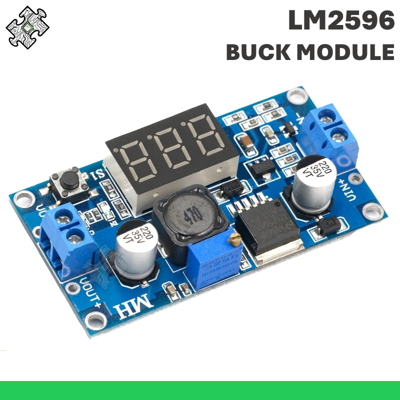ENGLAB LM2596 โมดูลลดแรงดันไฟฟ้าที่ปรับได้, วงจรลดแรงดันไฟฟ้าพร้อมจอแสดงผลแรงดันไฟฟ้าแบบเรียลไทม์