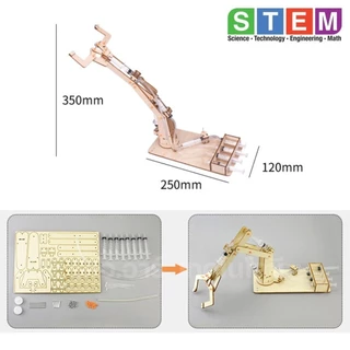 T-M58 ชุดประกอบไม้ มือจับ แขนกล ไฮดรอลิก Hydraulic Robot Arm Wooden Kit STEM Education ของเล่นเสริมทักษะ เสริมพัฒนากา...