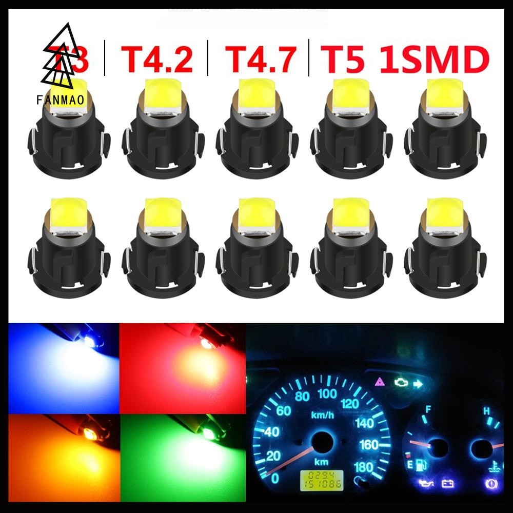 Fanmao 【พร้อมส่ง】หลอดไฟแดชบอร์ด LED T5 T3 T4.2 T4.7 3030 SMD สําหรับรถยนต์ 10 ชิ้น