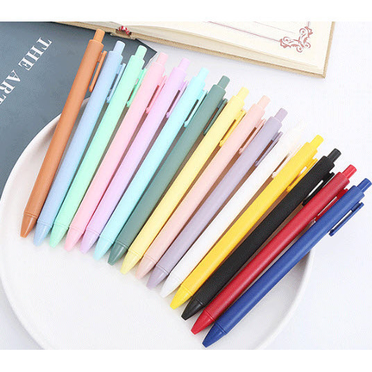 ปากกาลูกลื่น แบบกด ด้ามสีมาการอง หมึกดำ S0228 0.5มม. มี15สี MACARON เขียนลื่น