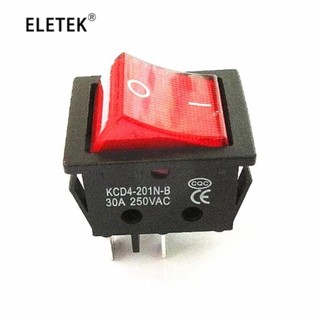 สวิตช์เครื่องเชื่อมไฟฟ้า KCD4-201N-B พร้อมไฟสีแดง 30A 250VAC 4Pin 2 ตําแหน่ง 2 1 ชิ้น