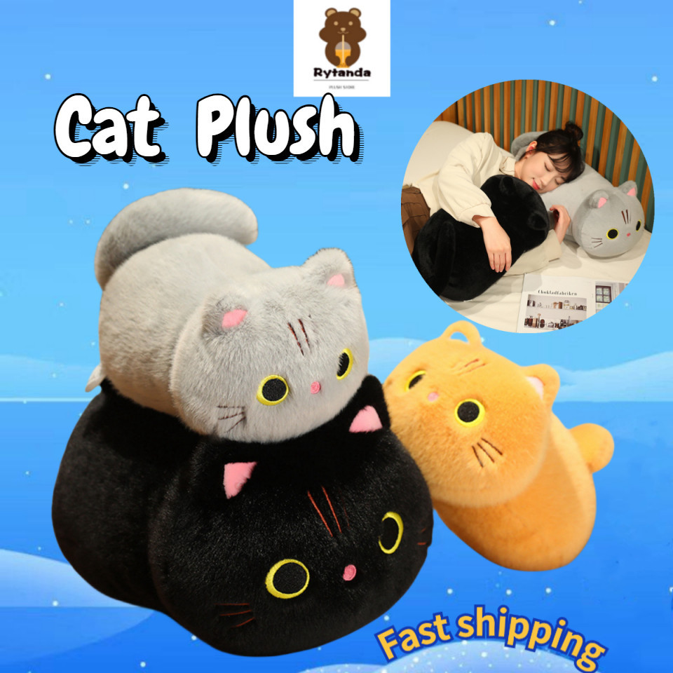 Fast shipping Cat Plush Toy 100cm ยาวขนแมวตุ๊กตาของเล่นน่ารักแมวสีดำยัดของเล่นตุ๊กตาหมีตุ๊กตาหมีนุ่ม หมอนตุ๊กตาแมว ของขวัญวันเกิด ของขวัญวันเด็ก
