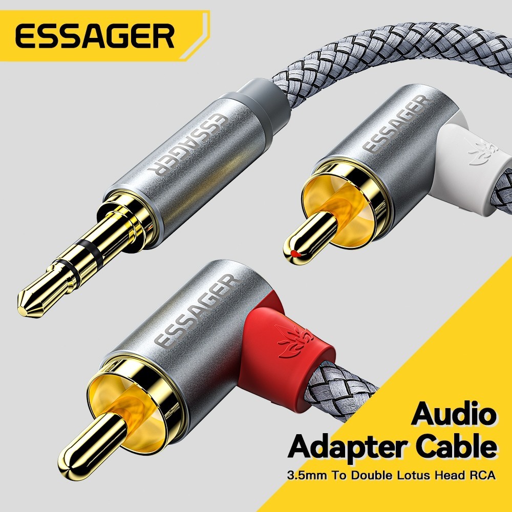 Essager แจ็ค3.5สายเคเบิล RCA RCA สายออดิโอ3.5มม. แจ็คเพื่อ2RCA ตัวแยกสายเอยูเอ็กซ์ตัวผู้สำหรับลำโพง DVD คอมพิวเตอร์ทีวี
