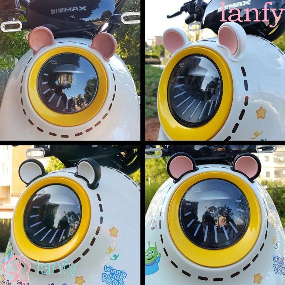Lanfy สติกเกอร์ติดหมวกกันน็อค ลายการ์ตูนแมลงปอ หูหมีน่ารัก สําหรับตกแต่งรถจักรยานยนต์วิบาก