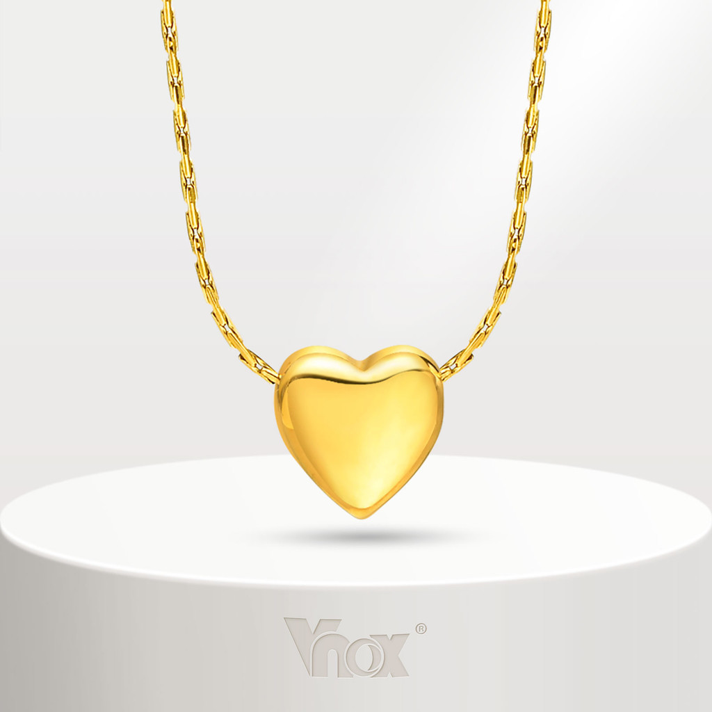 Vnox สร้อยคอโซ่ เหล็กสเตนเลส 18K จี้รูปหัวใจ ขนาดเล็ก สําหรับผู้หญิง