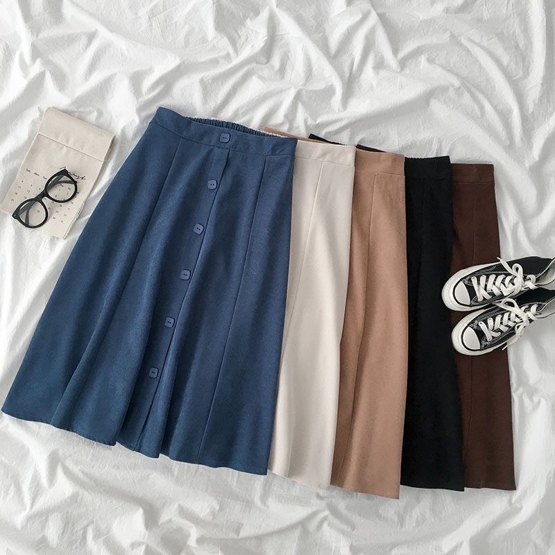 กระโปรงยาว Somedays_closet l🌷พร้อมส่ง🌷 Dalyn skirt  กระโปรงยาวเอวสม็อคหลัง คุมโทนฟีลสาวเกาหลีญี่ปุ่น