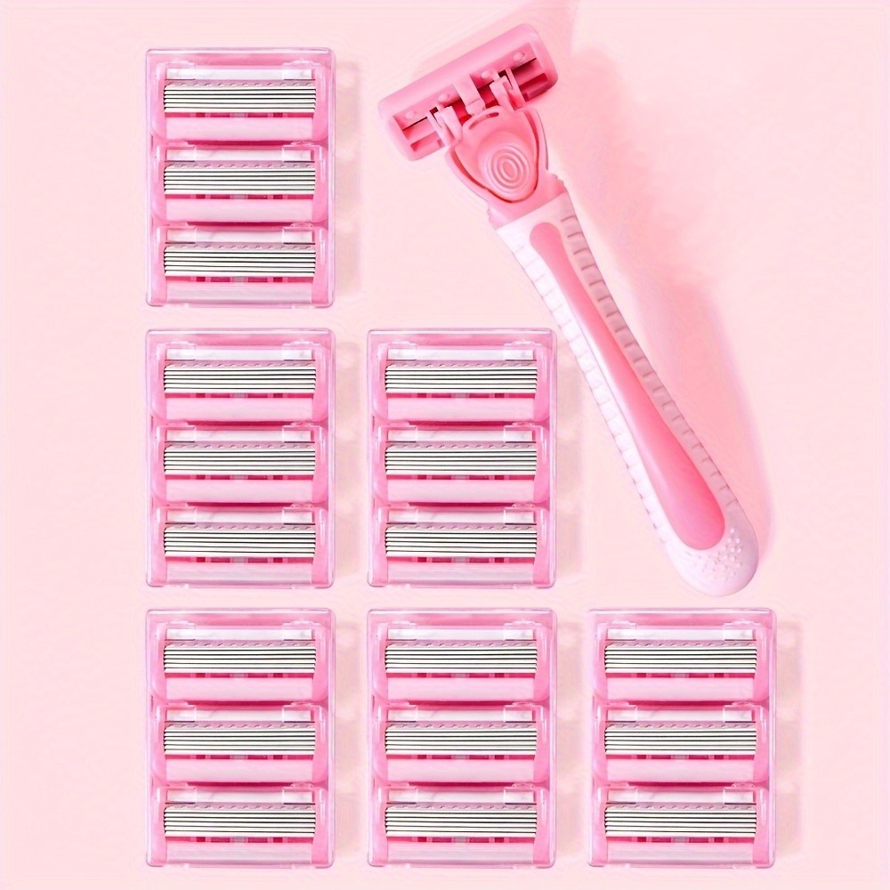มีดโกนผู้หญิง เป็นมิตรกับผิวหนัง พร้อมใบมีด 6 ชั้น / เครื่องมือกําจัดขนบิกินี่ แบบแมนนวล / ใบมีดโกน 6 ชั้น สเตนเลส / ใบมีดโกน เปลี่ยนได้ ปลอดภัย