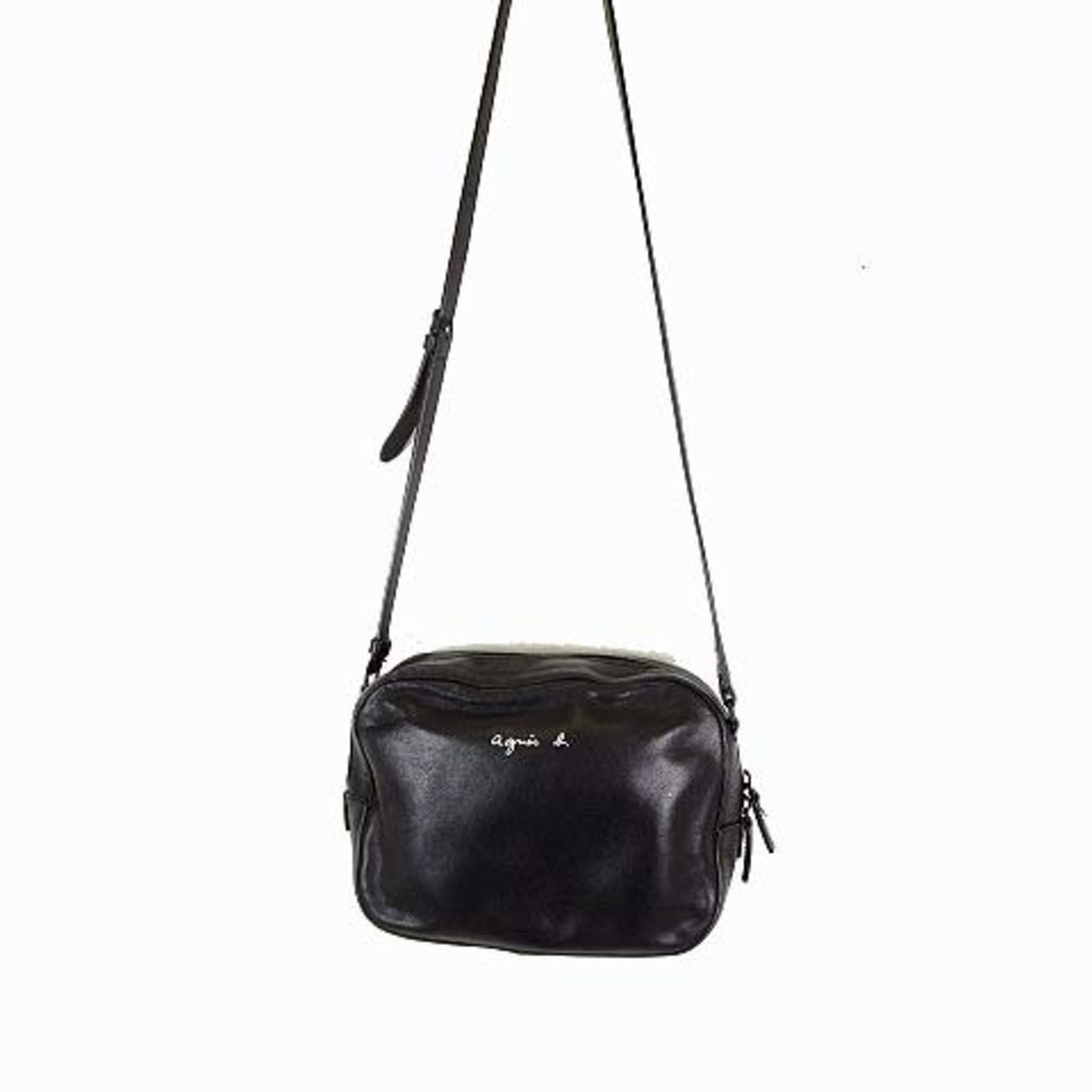 Agnes Bey Agnes B. Shoulder Bag Genuine Leather Black Black Bag Direct from Japan Secondhand