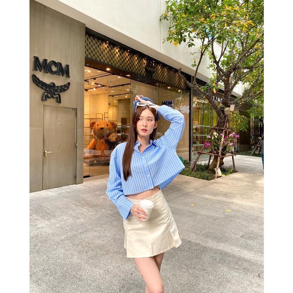 กระโปรงวินเทจ chuuchop_พร้อมส่ง(C7932)(C7933)✨🦕🥣Gigi crop shirt & mellow skirt เสื้อครอปเชิ้ต+กระโปร