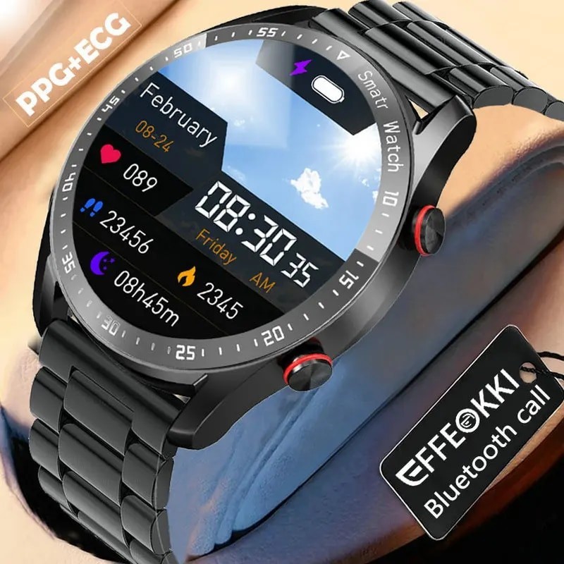 Effeokki นาฬิกาข้อมือสมาร์ทวอทช์ เชื่อมต่อบลูทูธ กันน้ํา เหมาะกับการเล่นฟิตเนส สําหรับผู้ชาย Vivo Huawei Xiaomi