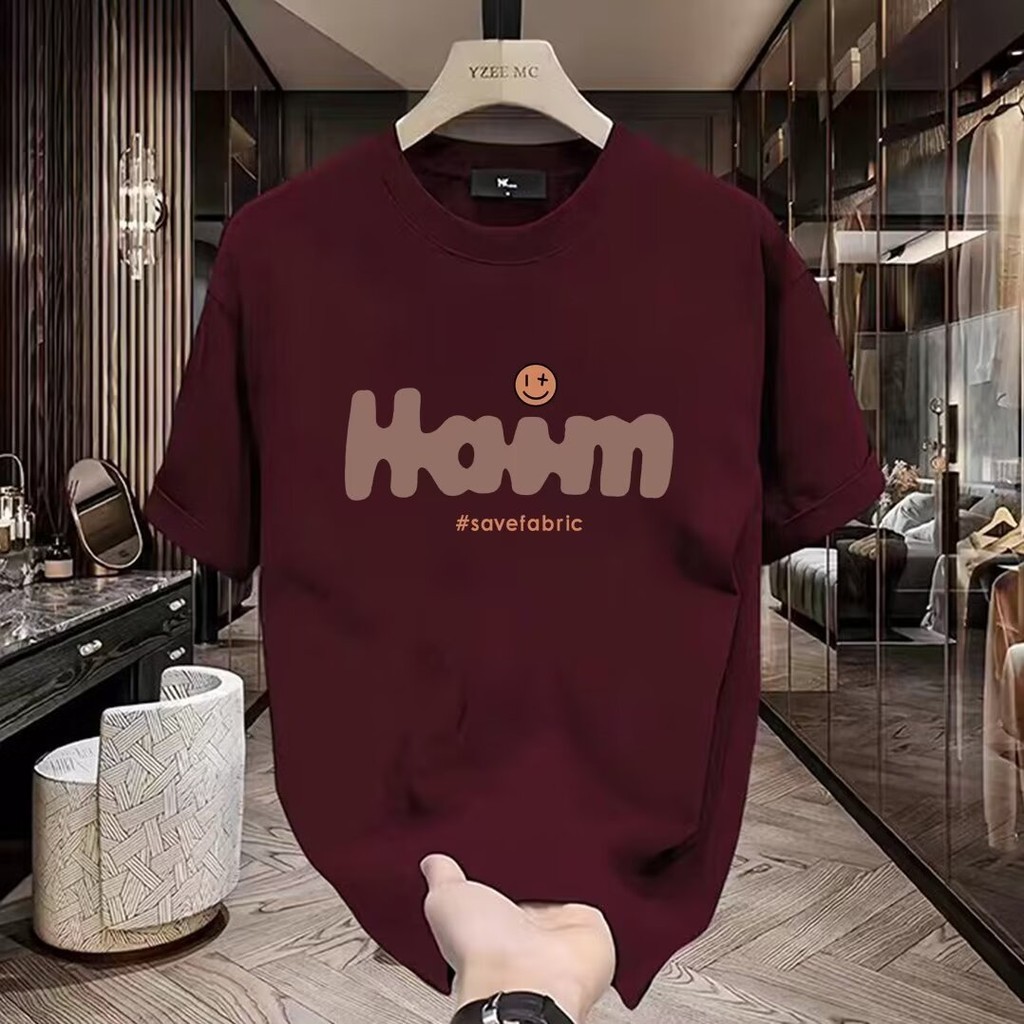 2024 ฤดูร้อนผู้ชาย Casual เสื้อยืดคอกลมแขนสั้นเสื้อยืดผู้ชายพิมพ์ตัวอักษร All-Match Combed Cotton Slim @