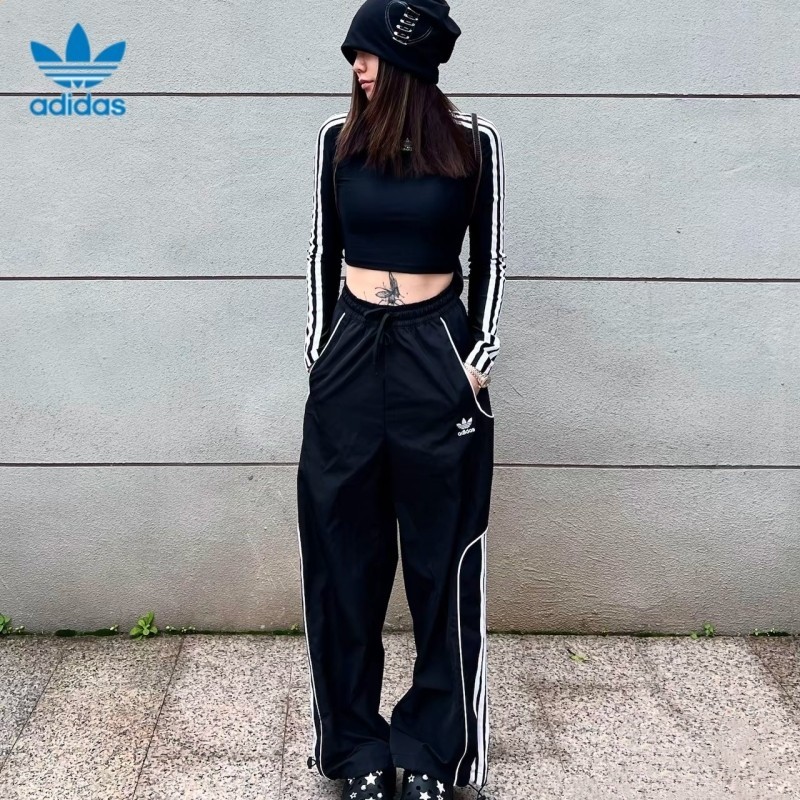 【พร้อมส่ง】ของแท้ Adidas 100% กางเกงขายาวลําลอง ทรงหลวม ลายทาง สไตล์วินเทจ สําหรับผู้ชาย ผู้หญิง JE3478
