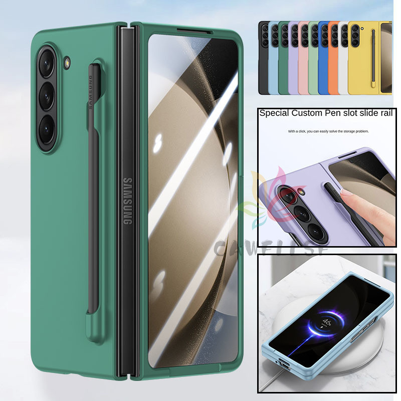 เคสโทรศัพท์มือถือ PC แข็ง ผิวด้าน บางมาก กันกระแทก พร้อมช่องใส่ปากกา S พับได้ สําหรับ Samsung Galaxy Z Fold 5 Z Fold 4 Z Fold 3