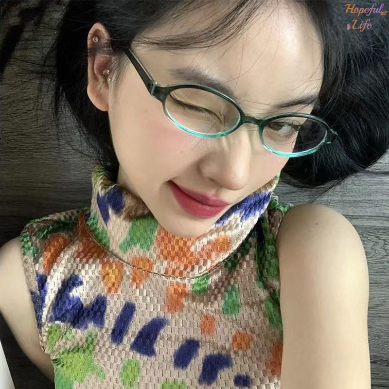[HLS] Retro Small Frame Girl Glasses Fashion Style Retro Oval Glasses Womens Glasses Decorative Comp