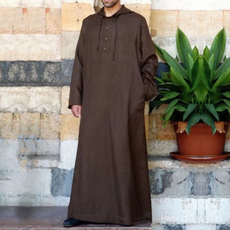 เสื้อคลุมแขนยาว มีฮู้ด สไตล์อิสลาม มุสลิม สําหรับผู้ชายชาวอาหรับ ชาวคาฟตัน XRO3