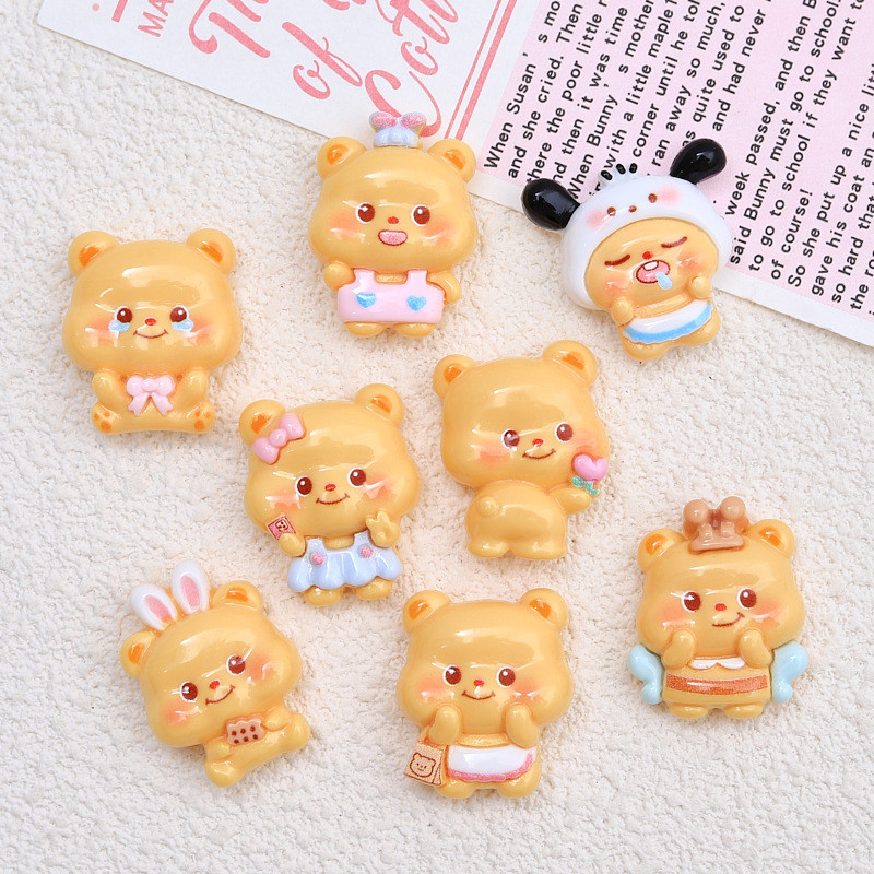 เครื่องประดับ กิ๊บติดผมเรซิ่น แบบนิ่ม ลายการ์ตูนหมีน่ารัก diy