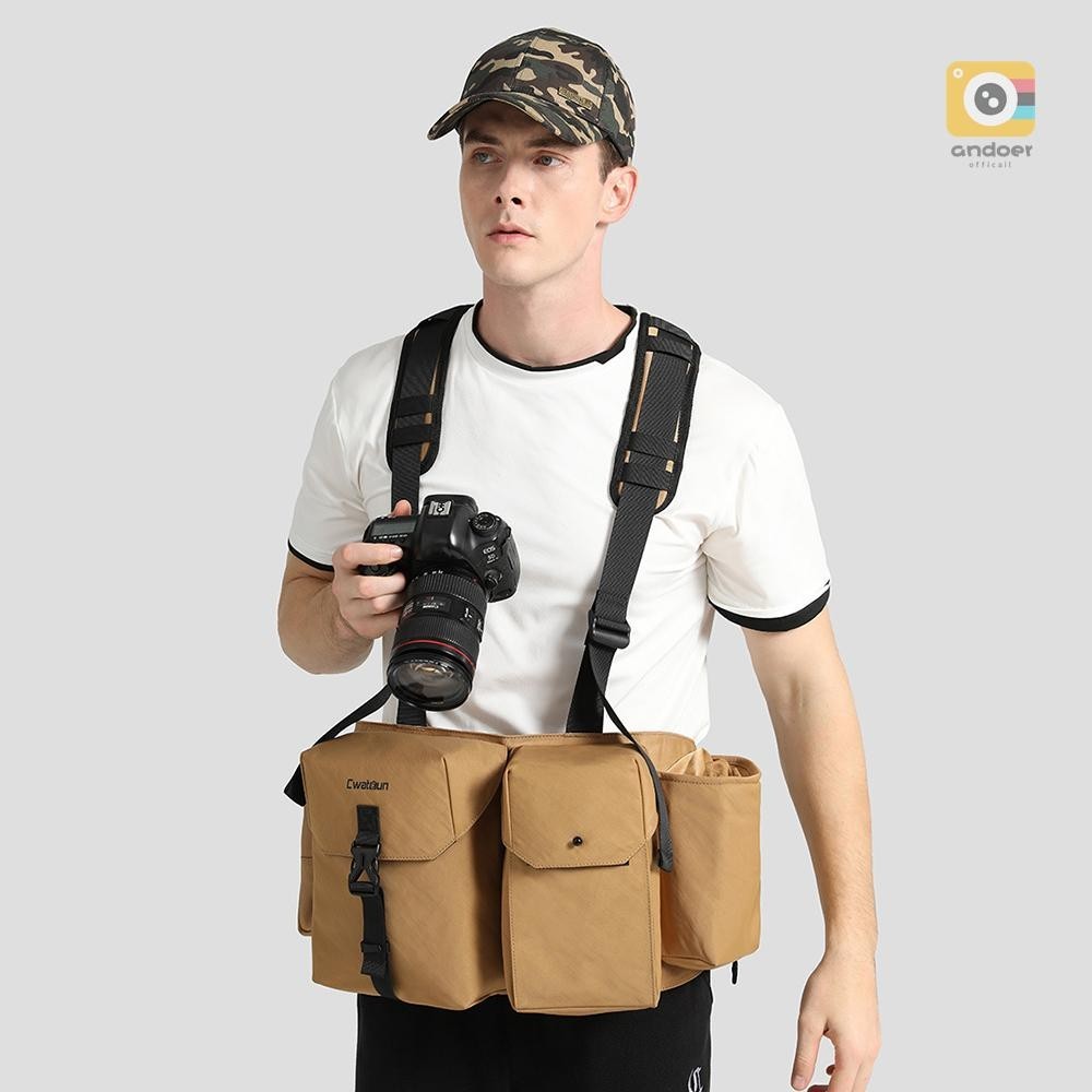 Cwatcun D104 กระเป๋าคาดเอว กันน้ํา สําหรับใส่กล้อง DSLR เลนส์กล้อง สมาร์ทโฟน
