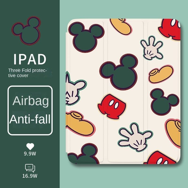 เคส ลายการ์ตูนหมี มิกกี้เมาส์น่ารัก กันตก พร้อมช่องใส่ปากกา สําหรับ iPad gen9 gen8 gen7 10.2 Air4 Air5 10.9 Pro11 2020 2021 Air4 Air5