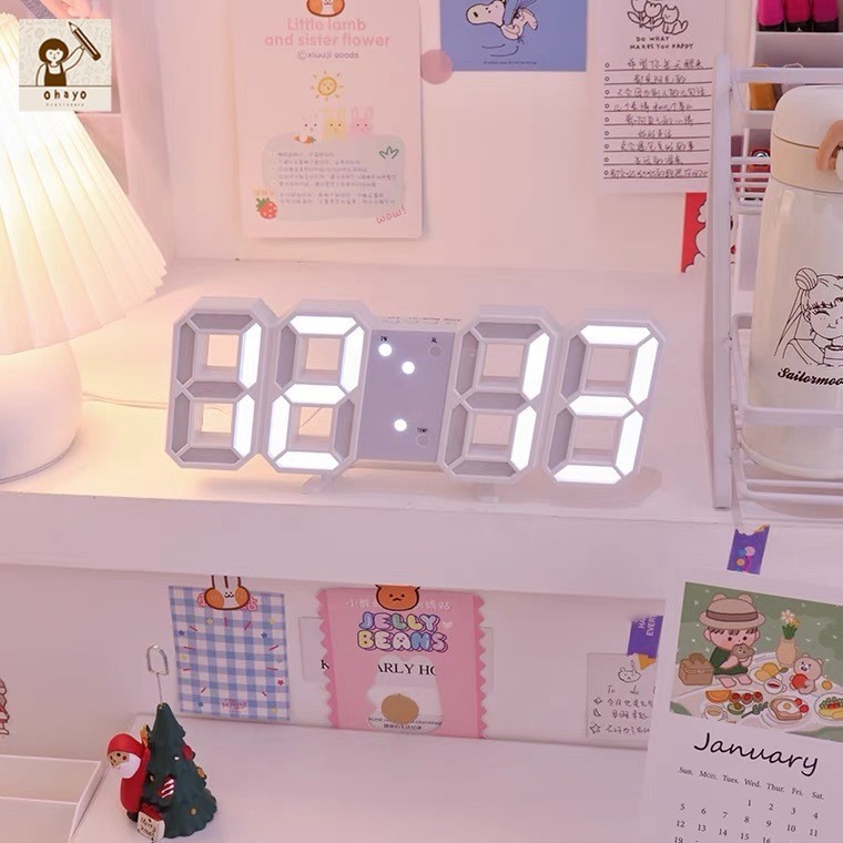 ohayo นาฬิกาดิจิตอล นาฬิกา LED นาฬิกาดิจิตอลใส่ถ่าน มีฟังค์ชั่นตั้งปลุกหรืองีบหลับได้