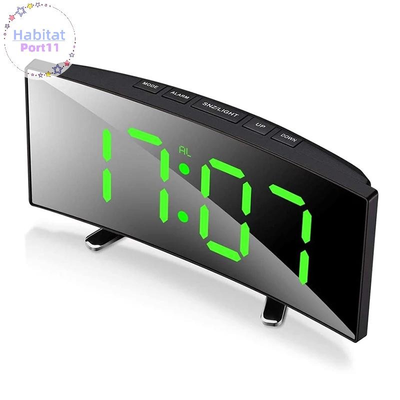 HabitatPort 7 นิ้วนาฬิกาปลุกดิจิตอลโค้งหรี่แสงได้ Led อิเล็กทรอนิกส์นาฬิกาตั้งโต๊ะดิจิตอลขนาดใหญ่หมายเลขนาฬิกาตั้งโต๊ะ th