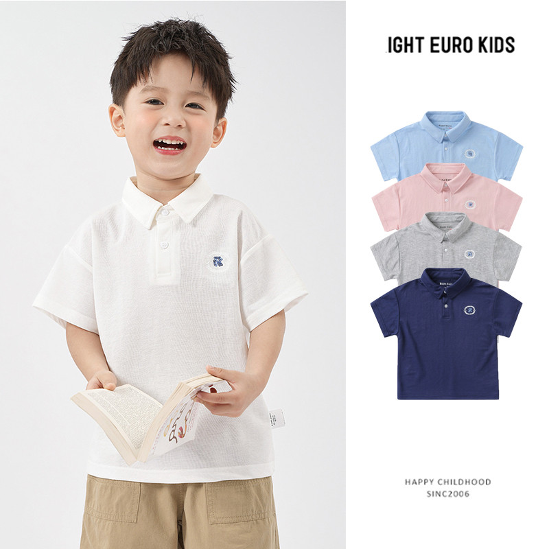 เด็กชายต้านเชื้อแบคทีเรียเสื้อโปโลแขนสั้นเสื้อยืดเด็กเสื้อฤดูร้อนบางสไตล์อินเทรนด์ ยู15931