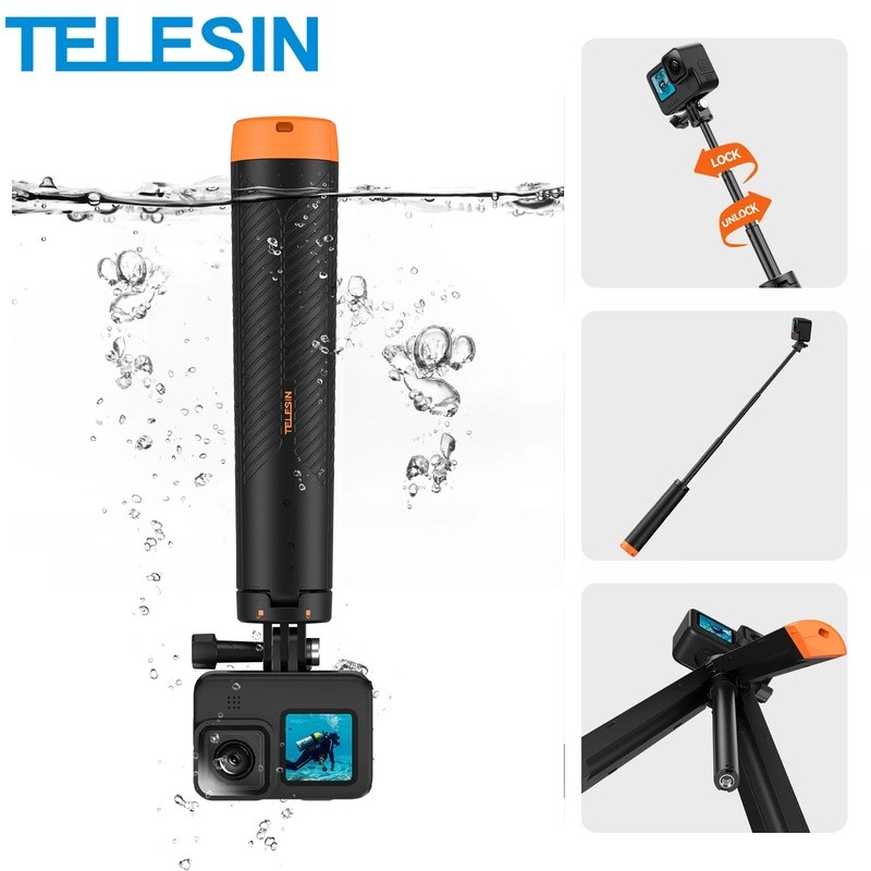 Telesin บาร์พยุงตัวใต้น้ําดําน้ําไม้เซลฟี่แบบยืดได้ขาตั้งกล้องสําหรับ Gopro Insta360 DJI OSMO อุปกรณ์เสริมสําหรับกล้องกีฬา