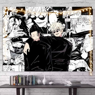 ผ้าพื้นหลัง Jujutsu Kaisen Satoru Gojo ผ้าแขวนอนิเมะสองมิติ ตกแต่งห้องพักนักเรียน ผ้าผนังมีสไตล์