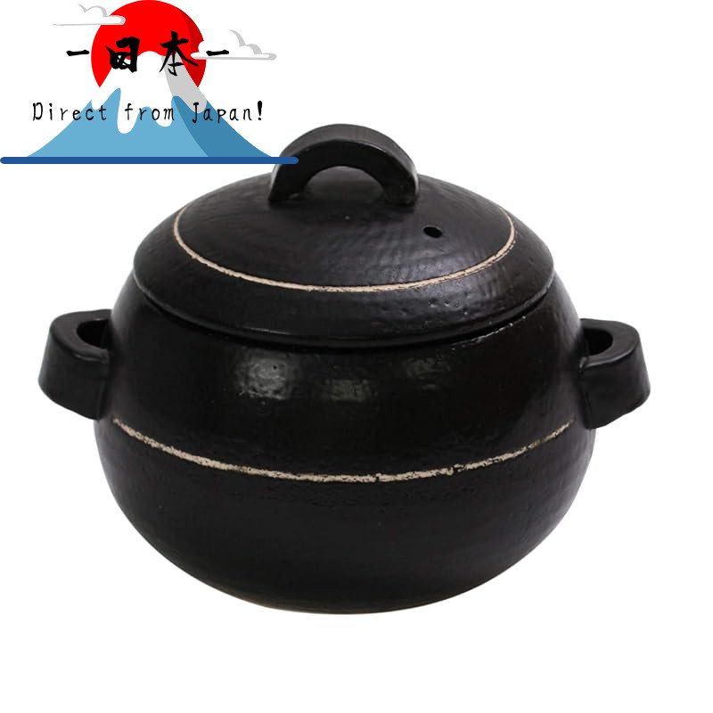 [Direct from Japan]
Banko Pot for Cooking 3 Cups of Rice - Line White Model M4779