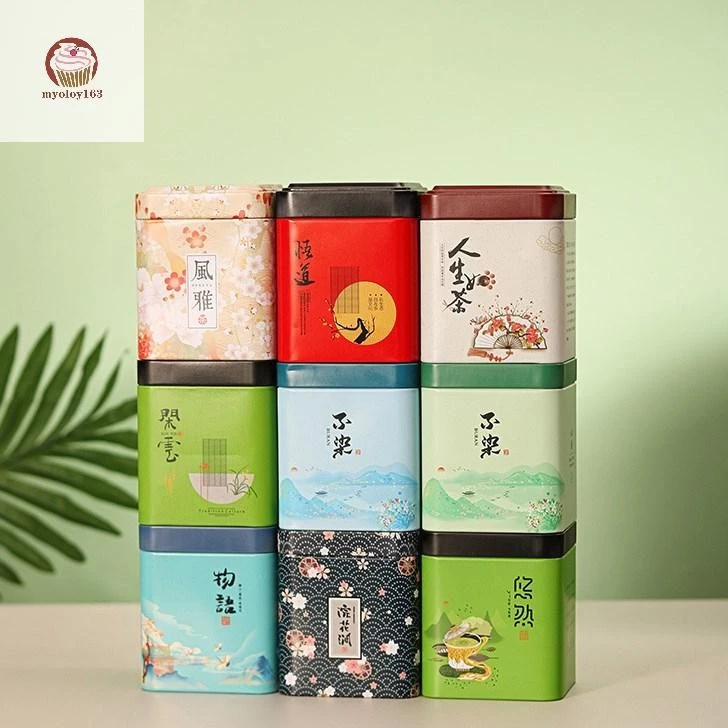 Myoloy Square Tinplate กล่องเก็บปิดผนึกชาแคดดี้ขวดกาแฟขนาดเล็กใบชาคอนเทนเนอร์กระป๋องเครื่องเทศขนาดเล็กกล่องเก็บ TH