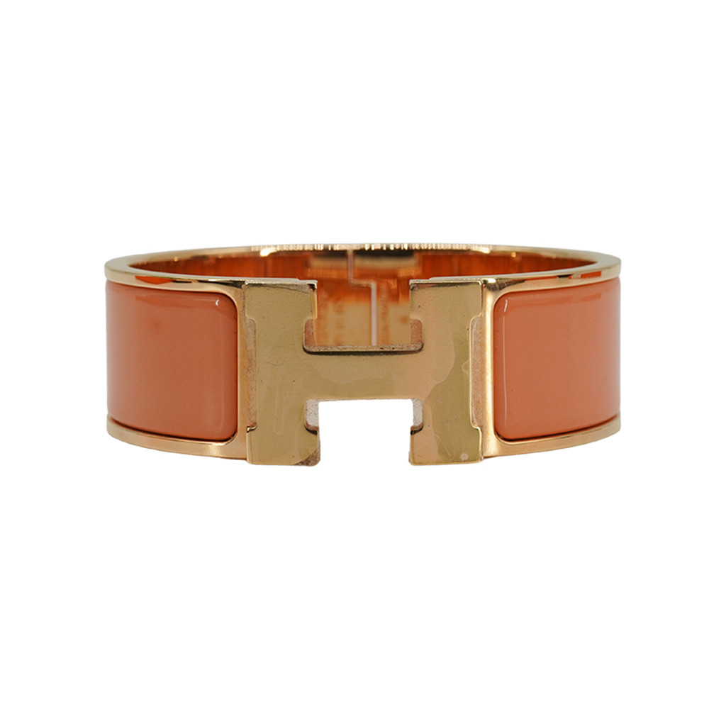 Hermes Clic H Logo Belt แหวนวงแหวนวงกว้างไทเทเนียม-พีเอ็ม(สีส้ม/ทองกุหลาบ)100 %ของแท้