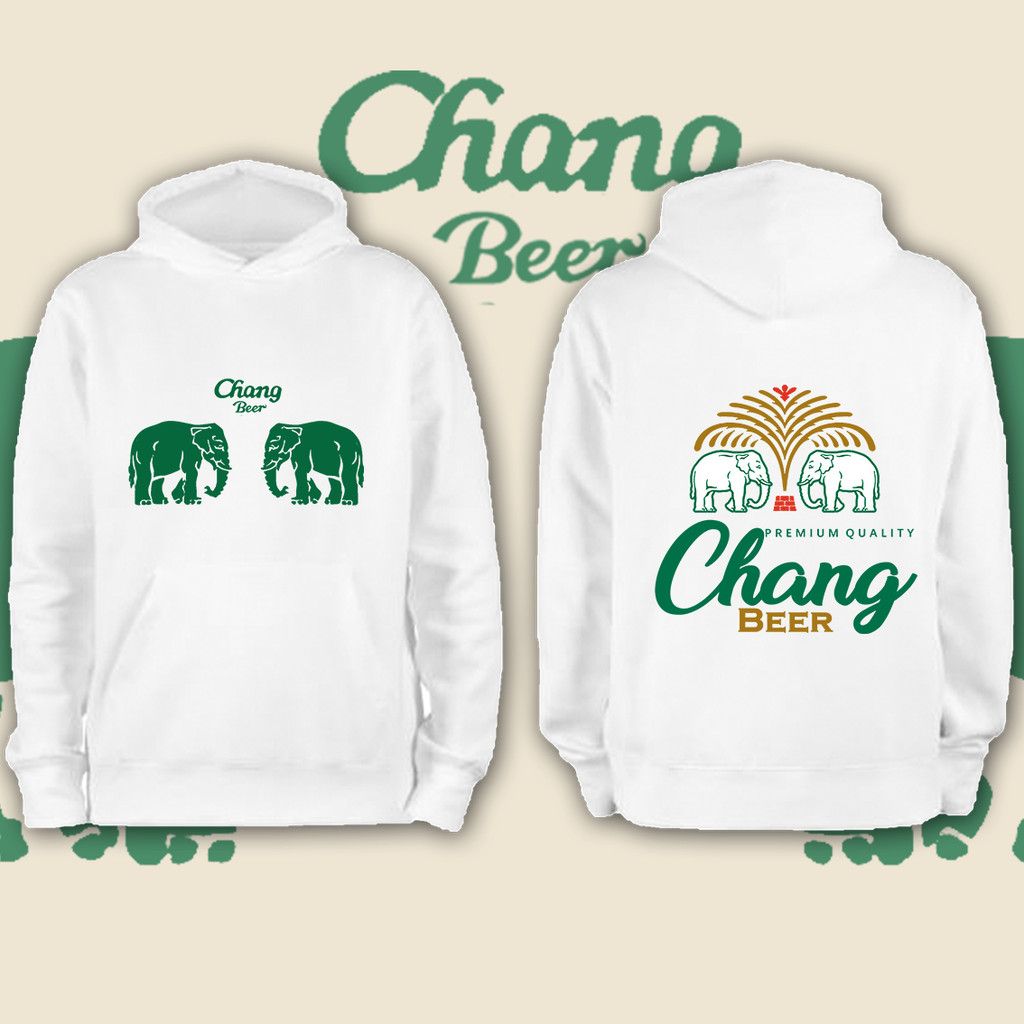 ผ้าฝ้าย Hoodie  Thailand Chang Beer Bottle Label เสื้อกันหนาวคลุมด้วยผ้า เบียร์ช้างI LOVE chang  M-3XL
