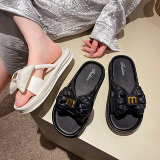 home..fashion รองเท้าแตะ สวมยางPVC พื้นหนา 2.5cm ประดับโบว์ แฟชั่น สไตล์เกาหลี สำหรับผู้หญิง X097