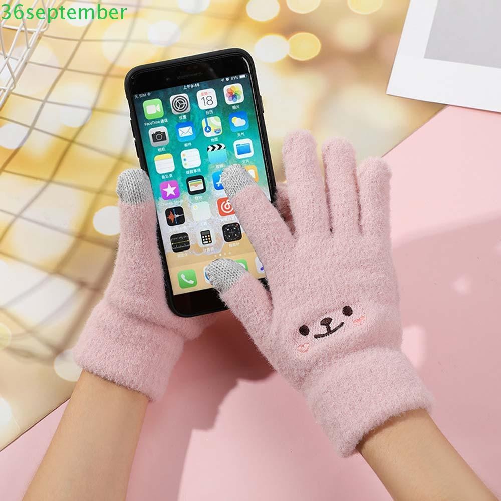 Ellner ถุงมือผ้าถัก ลายการ์ตูนน่ารัก ให้ความอบอุ่น เต็มนิ้ว หน้าจอสัมผัส หลากสี เหมาะกับฤดูหนาว สําหรับผู้ชาย และผู้หญิง นักเรียน