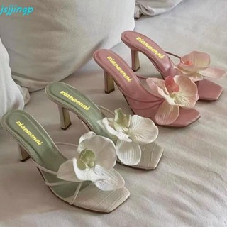 Jsjjingp รองเท้าแตะส้นสูง, ฤดูร้อนสวมใส่ดอกไม้ Flip Flops, แ…