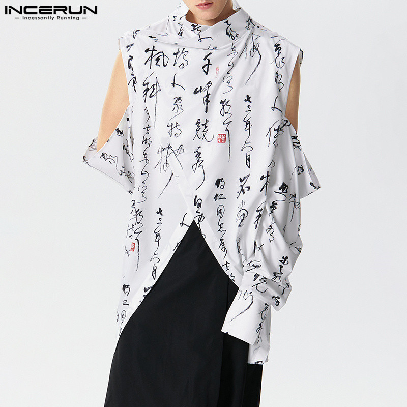 Incerun เสื้อเชิ้ตแขนยาว สไตล์วินเทจ แฟชั่นสําหรับผู้ชาย