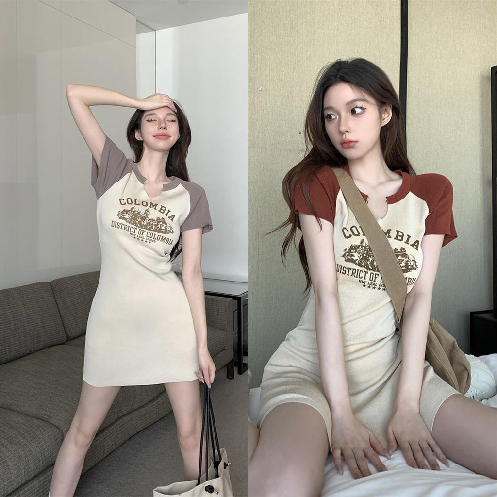 Lune_Grace เดรสทรงเข้ารูปแฟชั่นผู้หญิง One Size แบบน่ารัก4สีสไตล์เกาหลี 56333-1#