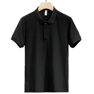 CLIFF เสื้อโปโลผู้ชาย【6สี M-3XL】แขนสั้น ติดกระดุม เข้ารูป ระบายอากาศได้ดี ลําลอง สไตล์เรียบง่าย สําหรับผู้ชาย ลายขวาง