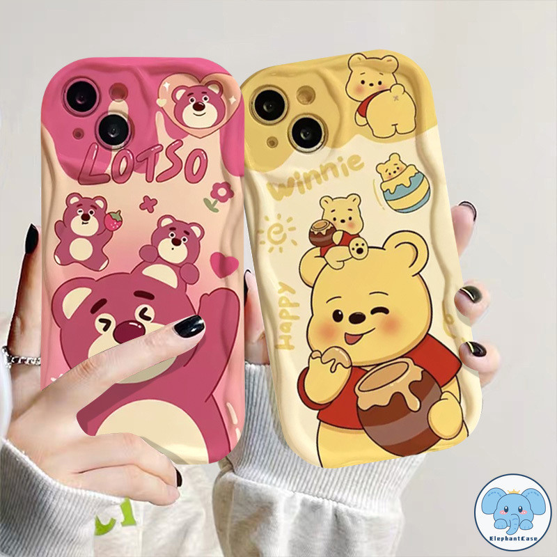 เคสหมีพูห์ วินนี่ เดอะ พูห์ สตรอเบอรี่ ล็อตโซ่ น่ารัก iPhone 15 XR 15 11 14 13 12 Pro Max 7 8 Plus 15Pro X XS Max