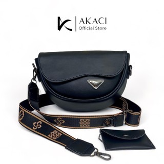 Akaci - ZIKI Tas selempang wanita Terbaru 09-8233 Bahan Kulit MS 2 ruang sling bag kekinian kuliah kerja kantor ibu Polos