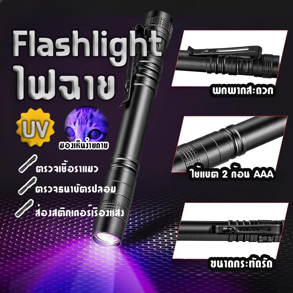 HM-พร้อมส่ง ไฟฉายแสง uv สำหรับตรวจเชื้อราในสัตว์เลี้ยง ยืนยันจุดที่เกิดเชื้อรา ไฟฉายเชื้อราแมว